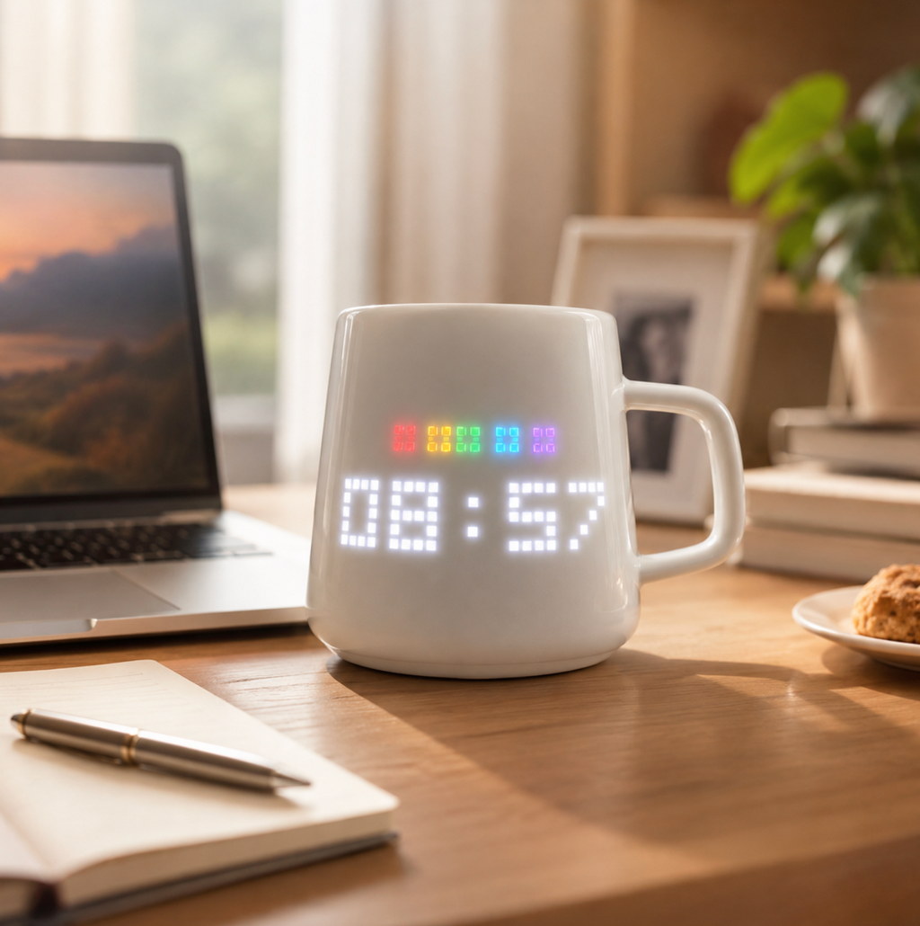 AI Smart LED Temperature Display Mug – Rechargeable