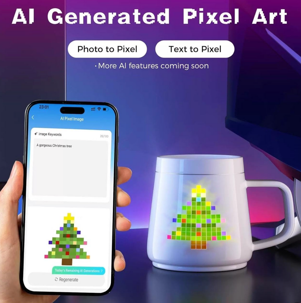 AI Smart LED Temperature Display Mug – Rechargeable